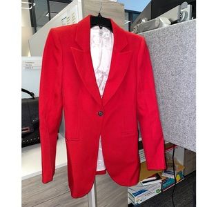 Victoria Beckham Wool Open Front Tailored Blazer in Red